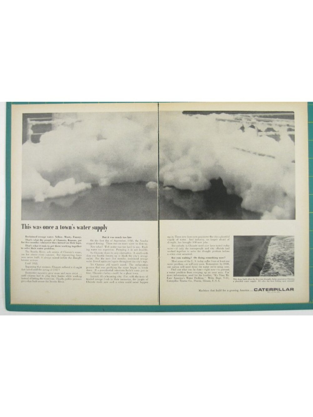 Print Ad A Towns Water Supply Caterpillar 1960s Vintage Water Crisis 2 Page